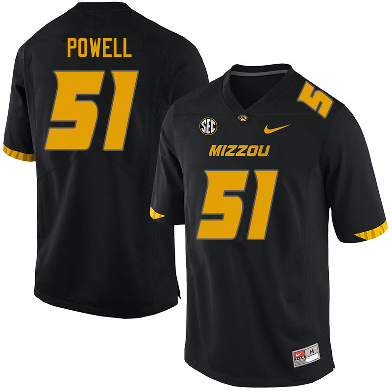 Men #51 Zeke Powell Missouri Tigers College Football Jerseys Sale-Black - Click Image to Close